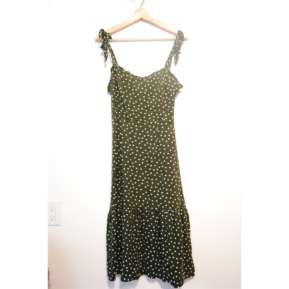 Isalis green polka dot midi dress